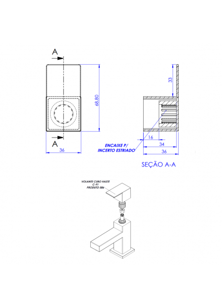 586 - VOLANTE CUBO HASTE C-91