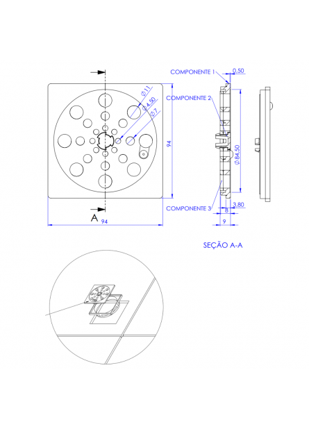 7500-PR - GRELHA QD 100X100 PR ABS ABRE E FECHA