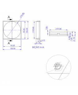 8500-BR - PORTA GRELHA QUADRADA 100X100 BRANCA ABS 