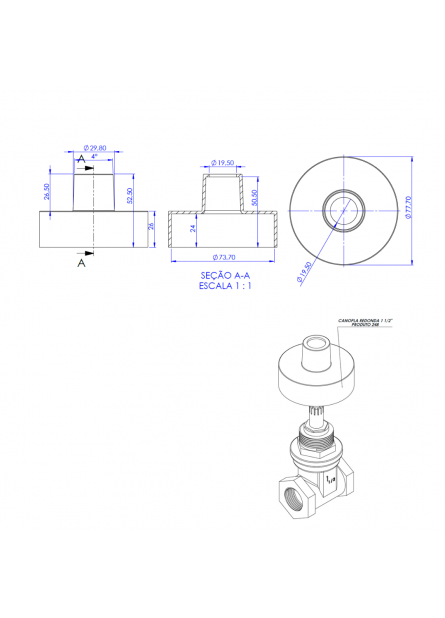 248 - CANOPLA 1.1/2'' ABS CROMADA LINHA LUXO