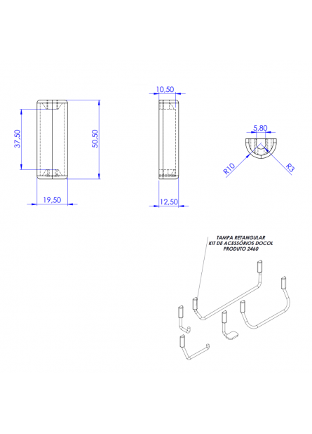 2460 - TAMPA RETANGULAR KIT DE ACESSÓRIO DOCOL