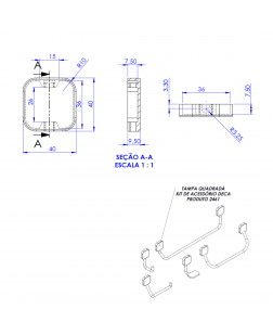 2461 - TAMPA QUADRADA KIT DE ACESSÓRIO DECA