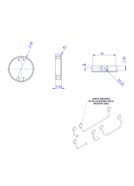 2462 - TAMPA REDONDA KIT DE ACESSÓRIO DECA