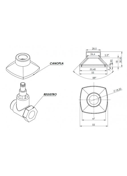 1001 - CANOPLA ALPHA 3/4 ABS