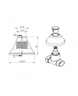 2554 - CANOPLA BASE DOCOL C/ ROSCA 3/4 CR