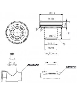 997 - CANOPLA 3/4 ABS CROMADA BASE DECA